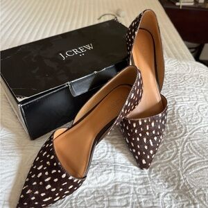 J. Crew Spotted Brown and Cream Flats